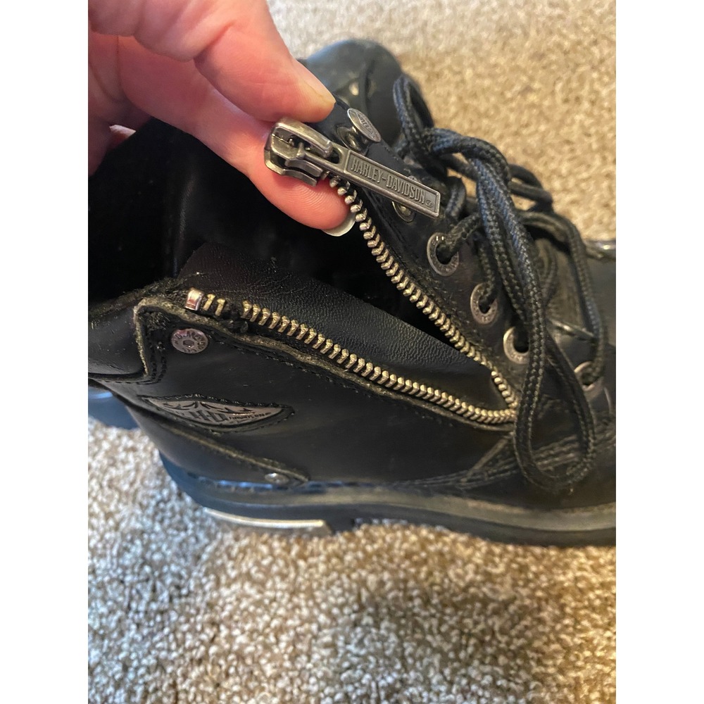 Vintage Harley Davidson Boots Leather Combat 6.5 Black Biker Metal Grunge Y2K - Picture 7 of 10